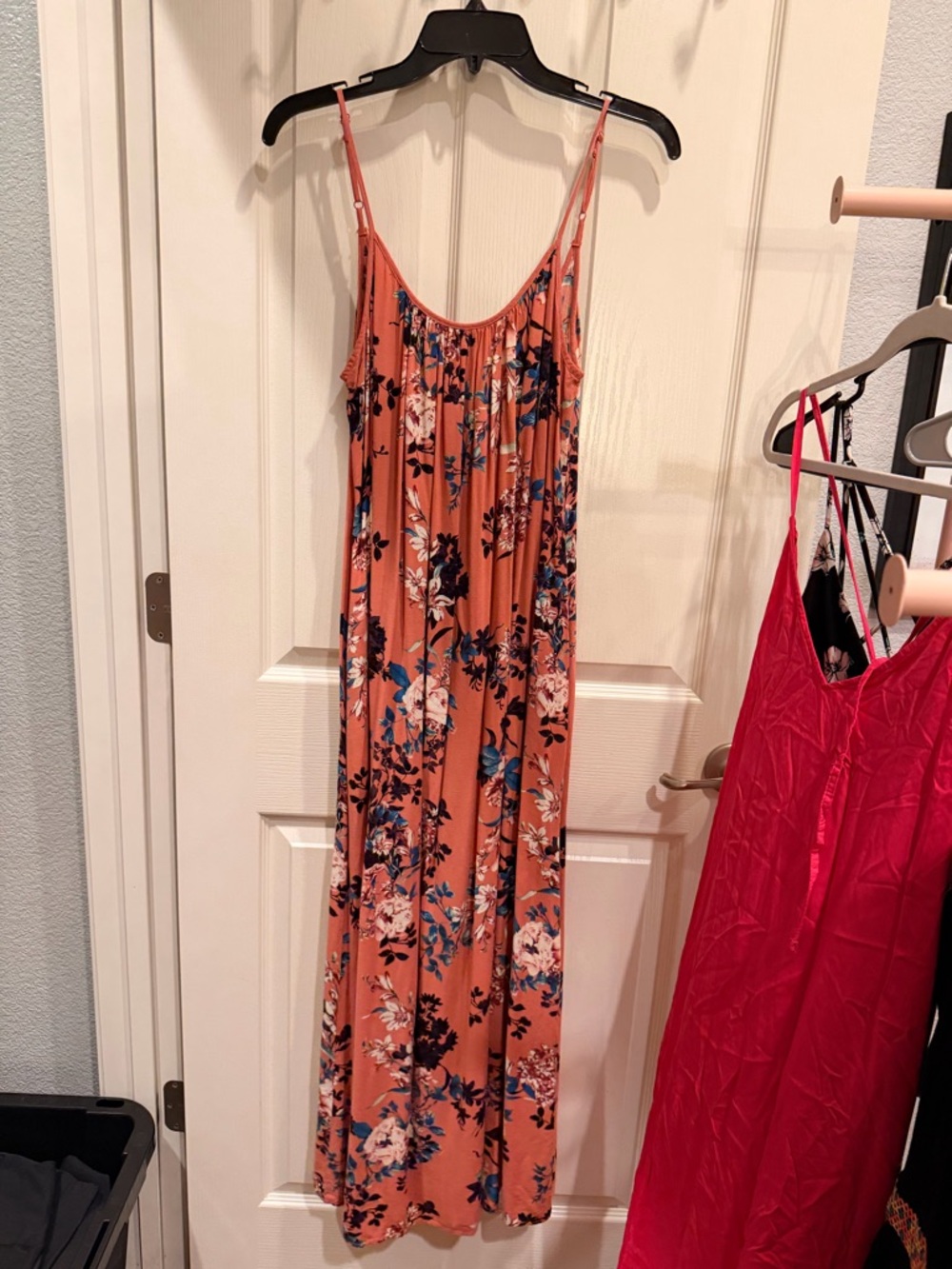 Size Small Floral Spaghetti-Strap Maxi Dress - Rust